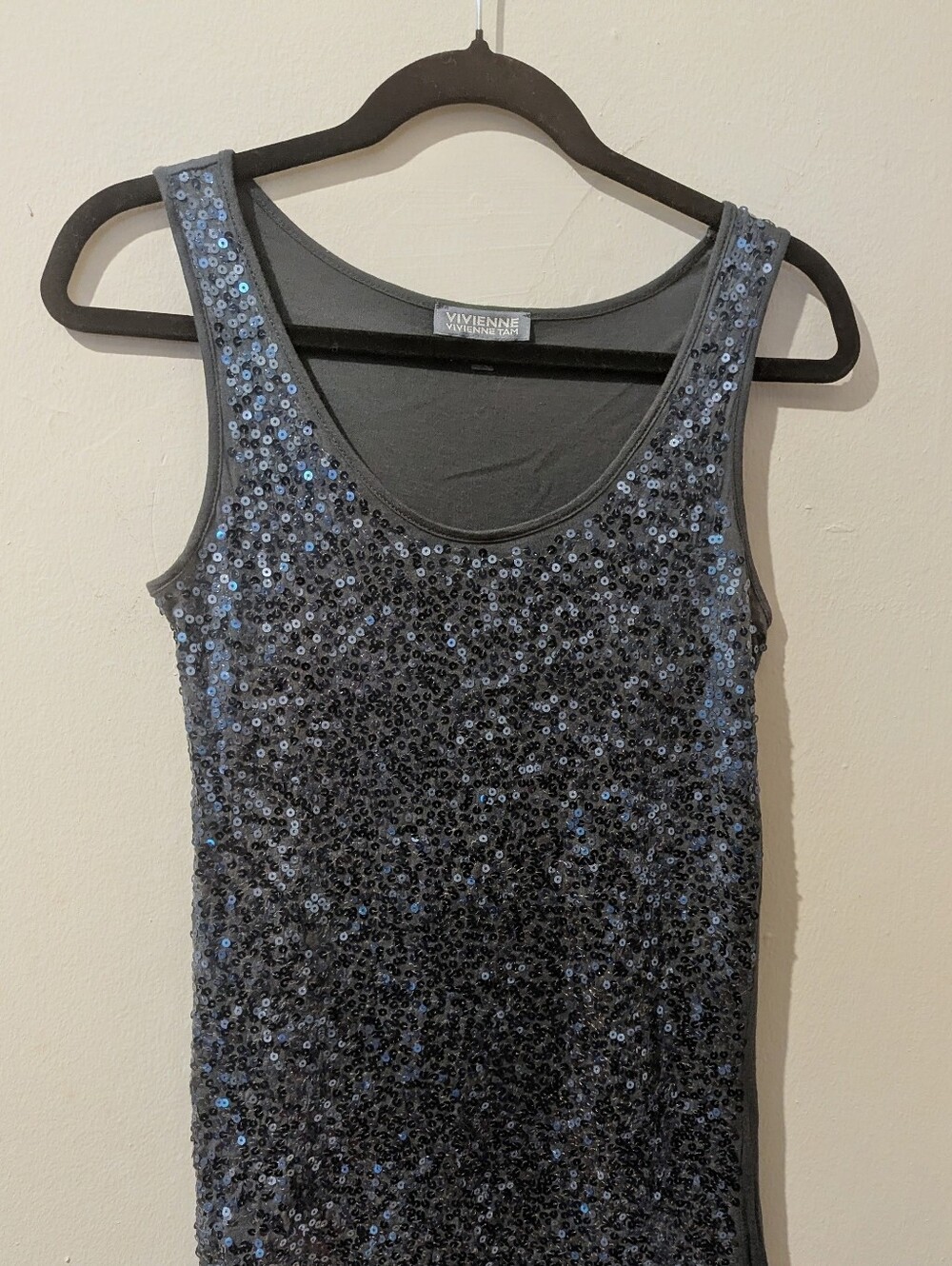 Vivienne Tam Blue Sequin Tank Top Size XS